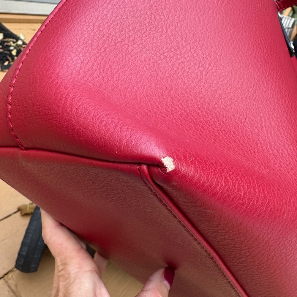 INC CONCEPT Large Red Shoulder Strap Tote Bag Small Flaws to Corners - Picture 4 of 16